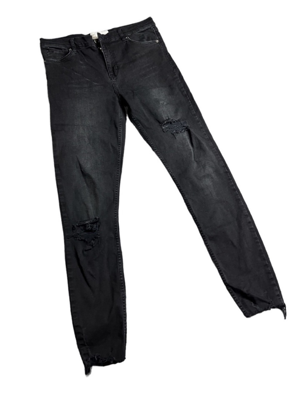 Free People Jeans - Black Wash Skinny Ripped Distressed Jeans Size 30